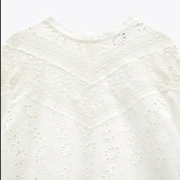 New Zara XS eyelet boho top in white - Picture 6 of 10